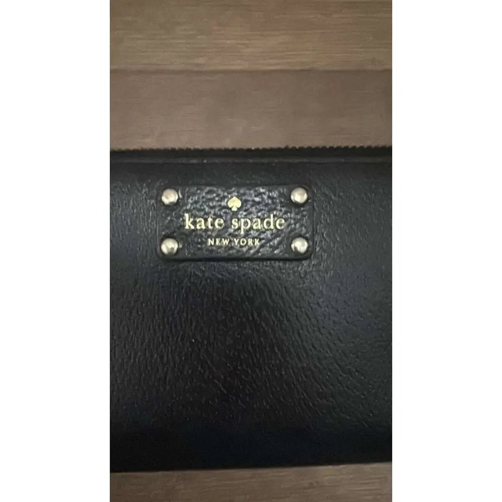 Kate Spade Black Pebbled Leather Staci Zip Around Continental Wallet
